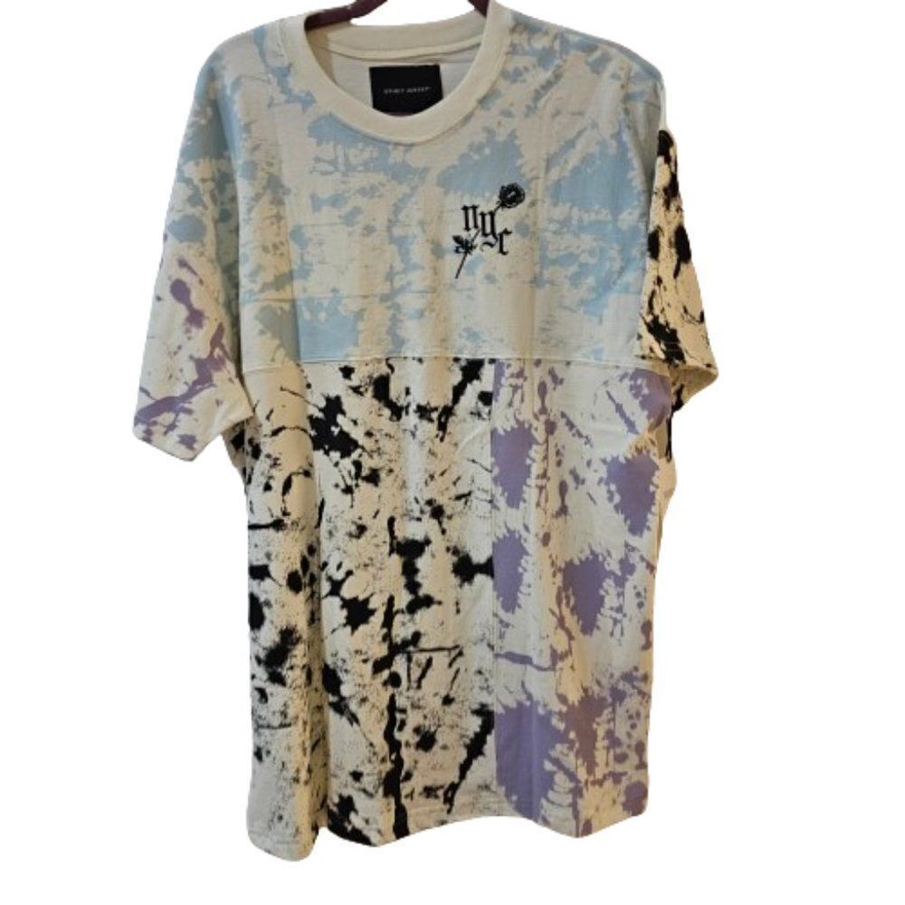 Spirit Jersey Men's Tie Dye Angel Print Short Sleeves T-Shirt Size Small
